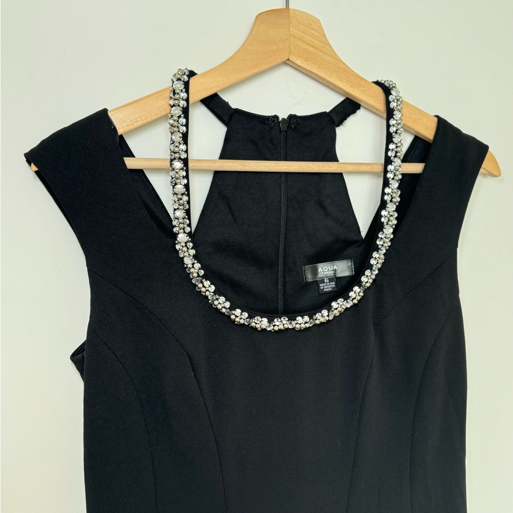 Aqua Women's Embellished Neck Sheath Dress Black Size 6 - Picture 4 of 9